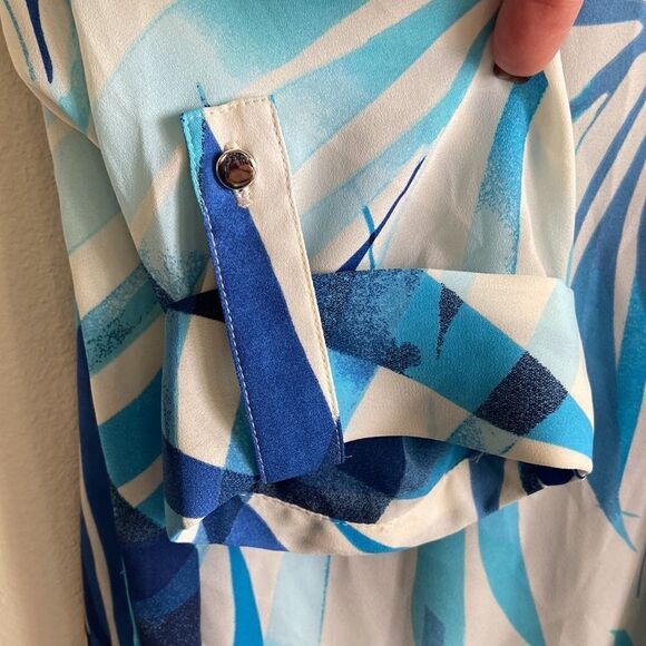 JM Collection Island Brezze half button down blouse sz L NWT - Picture 5 of 8